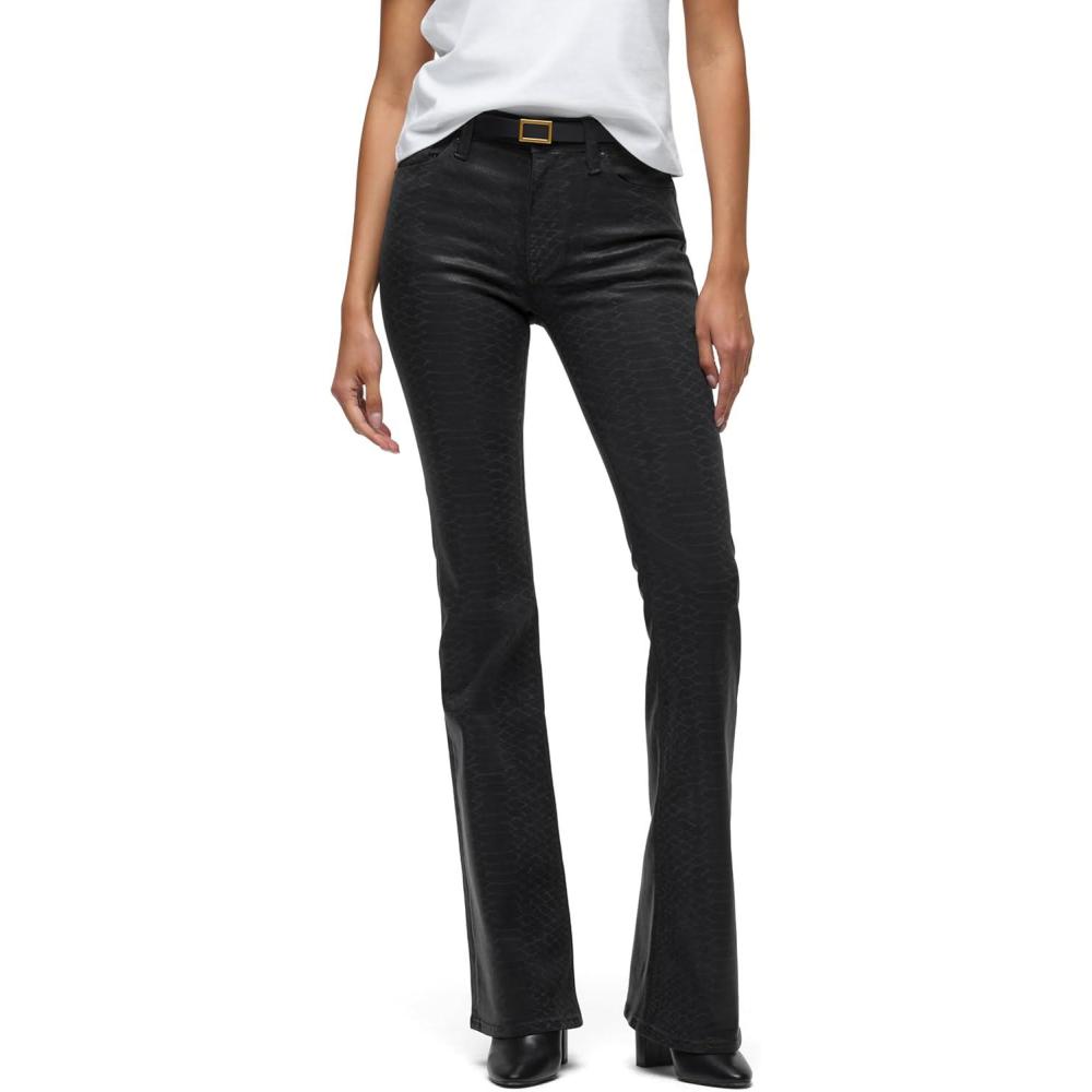 imageHUDSON Womens Barbara High Rise Bootcut JeanBlack Snake Coated