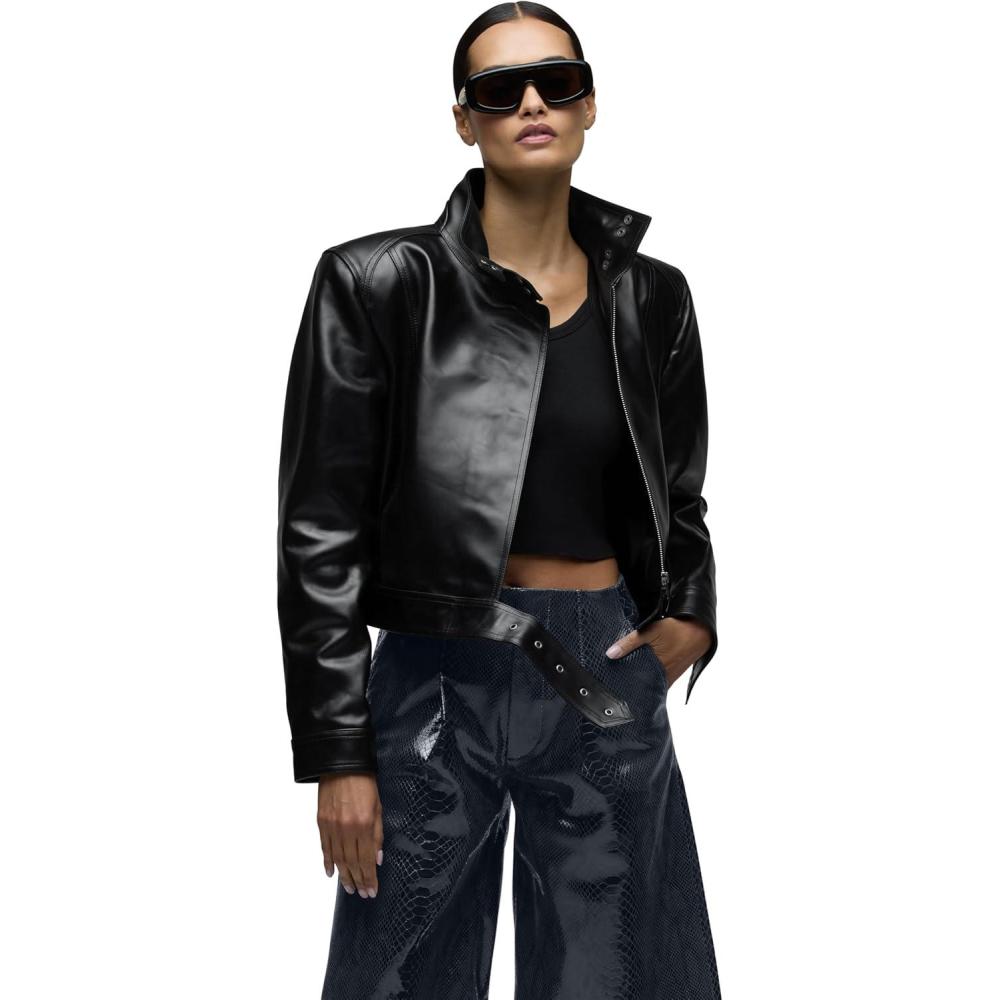 imageHUDSON Womens Brooks Nader Sarah Jane Leather JacketJet Black