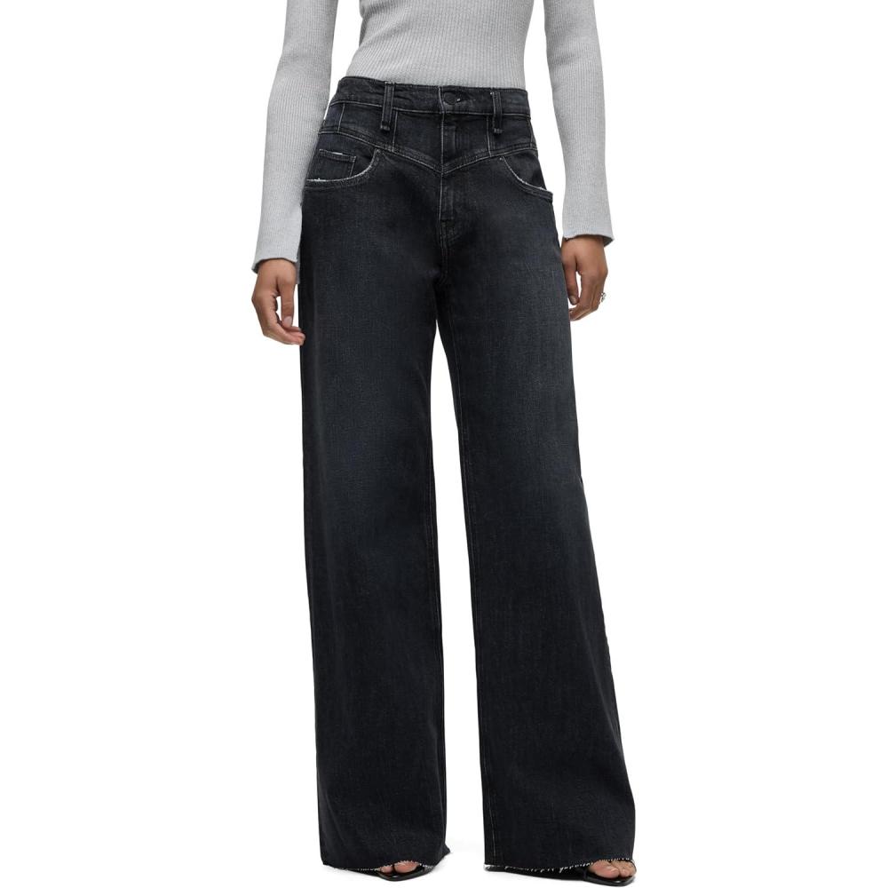 imageHUDSON Womens Jodie High Rise Loose Fit Wide Leg JeanMilano Noir