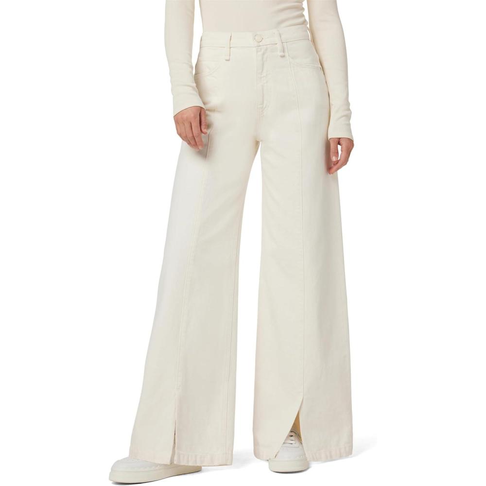 imageHudson Womens James High Rise Wide Leg JeanDistressed Ecru