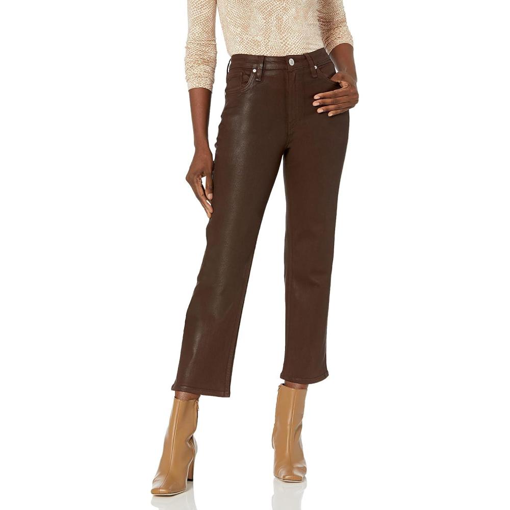 imageHUDSON Jeans Womens Remi High Rise Cropped Straight Leg JeanCoated Chicory Coffee