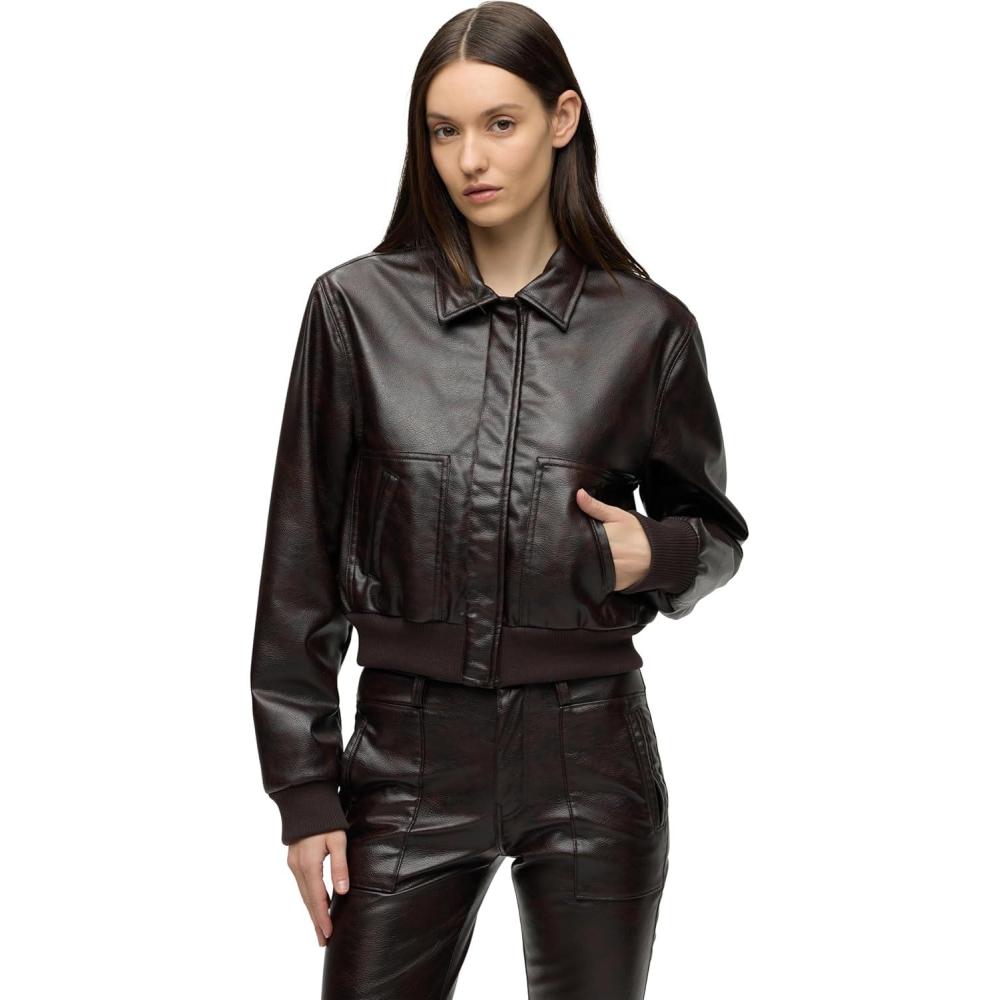imageHUDSON Womens Bomber JacketMarbled Vegan Leather