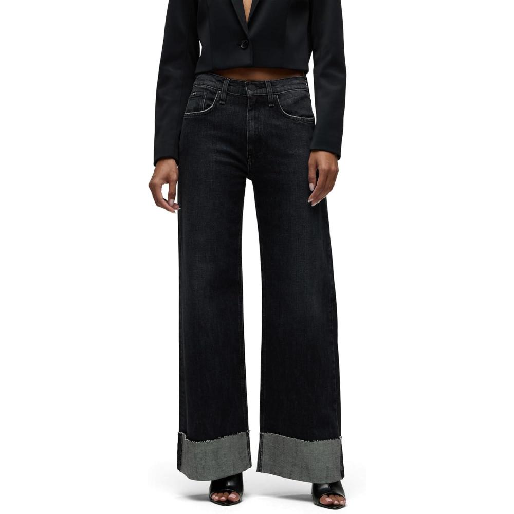 imageHUDSON Womens Jodie Petite High Rise Loose Fit Wide Leg JeanMilano Noir