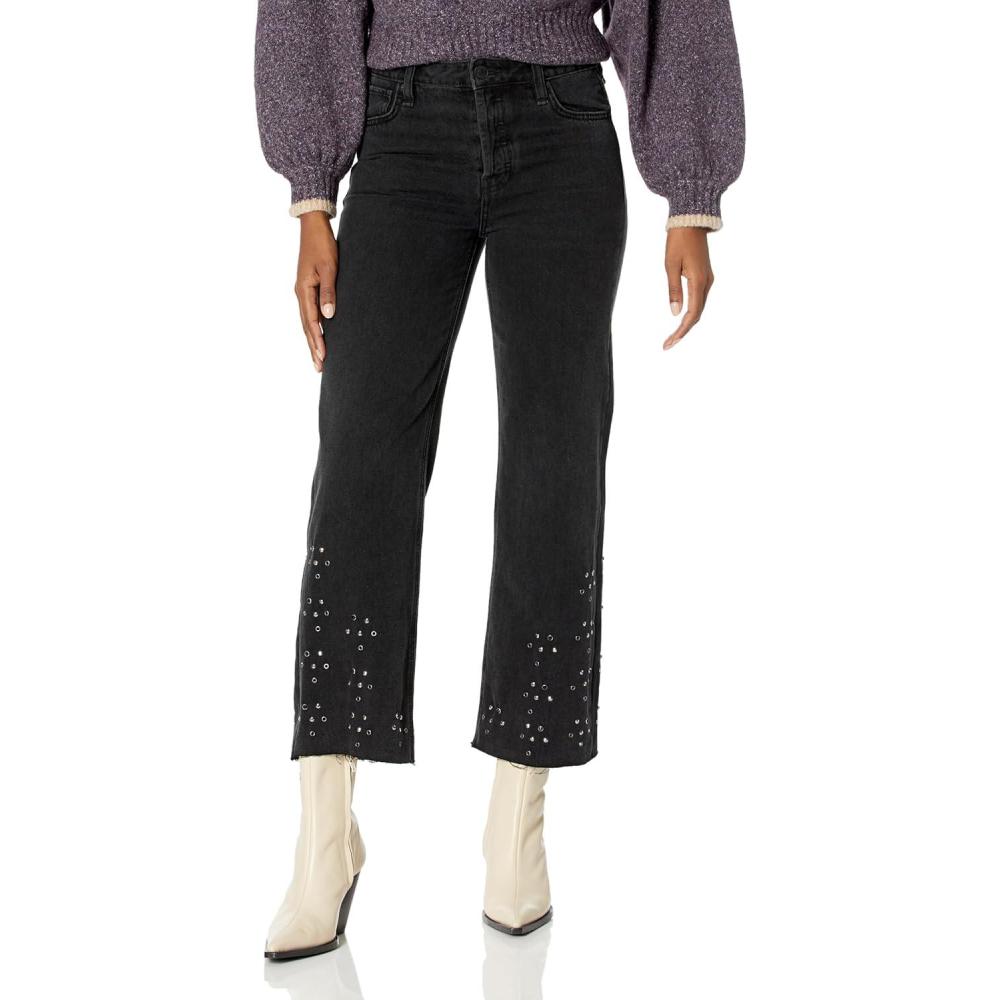 imageHUDSON Womens Rosie HighRise Wide Leg Ankle JeanBlack Glitter