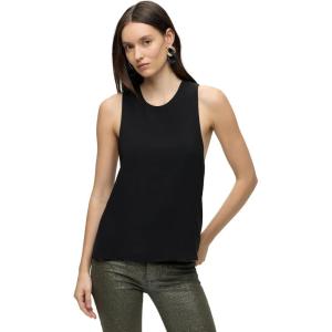 HUDSON Women’s High Neck Twist Back Woven Tank Top(Black)