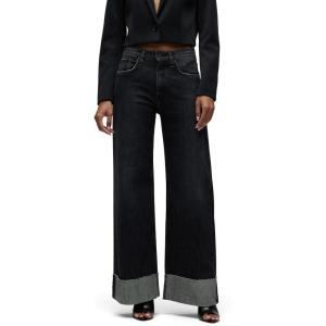HUDSON Women’s Jodie Petite High Rise Loose Fit Wide Leg Jean(Milano Noir)