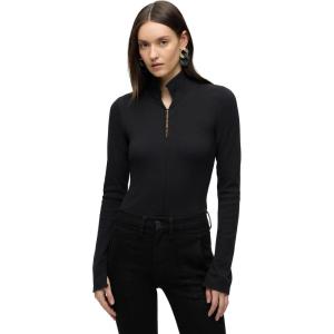 HUDSON Womens Long Sleeve Hook & Eye Bodysuit(Black Cotton Blend)