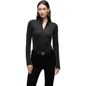 HUDSON Womens Long Sleeve Hook & Eye Bodysuit(Black Poly Blend)