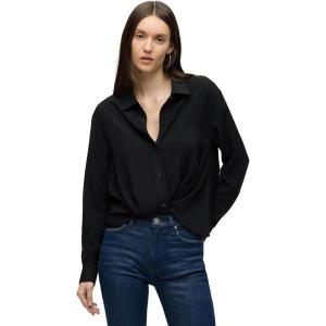 HUDSON Women’s Long Sleeve Knotted Front Button Down Shirt(Black)