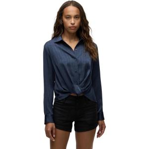 HUDSON Women’s Long Sleeve Knotted Front Button Down Shirt(Navy)