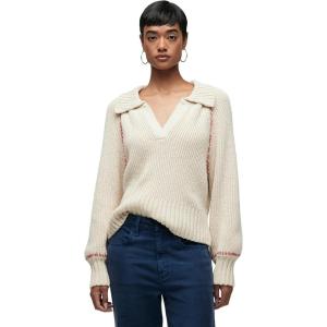 HUDSON Women’s Long Sleeve V-Neck Knit Top(Creme)