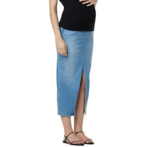 HUDSON Women’s Maternity Belly Band Midi Denim Skirt with Front Slit(Off Season)