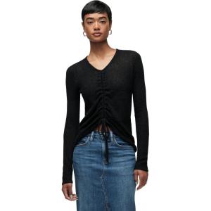 HUDSON Women’s Ruched Long Sleeve Sweater(Black)