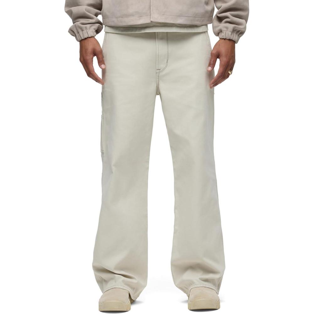 imageHUDSON Mens Luca Relaxed Fit Wide Leg Carpenter PantSilver Birch