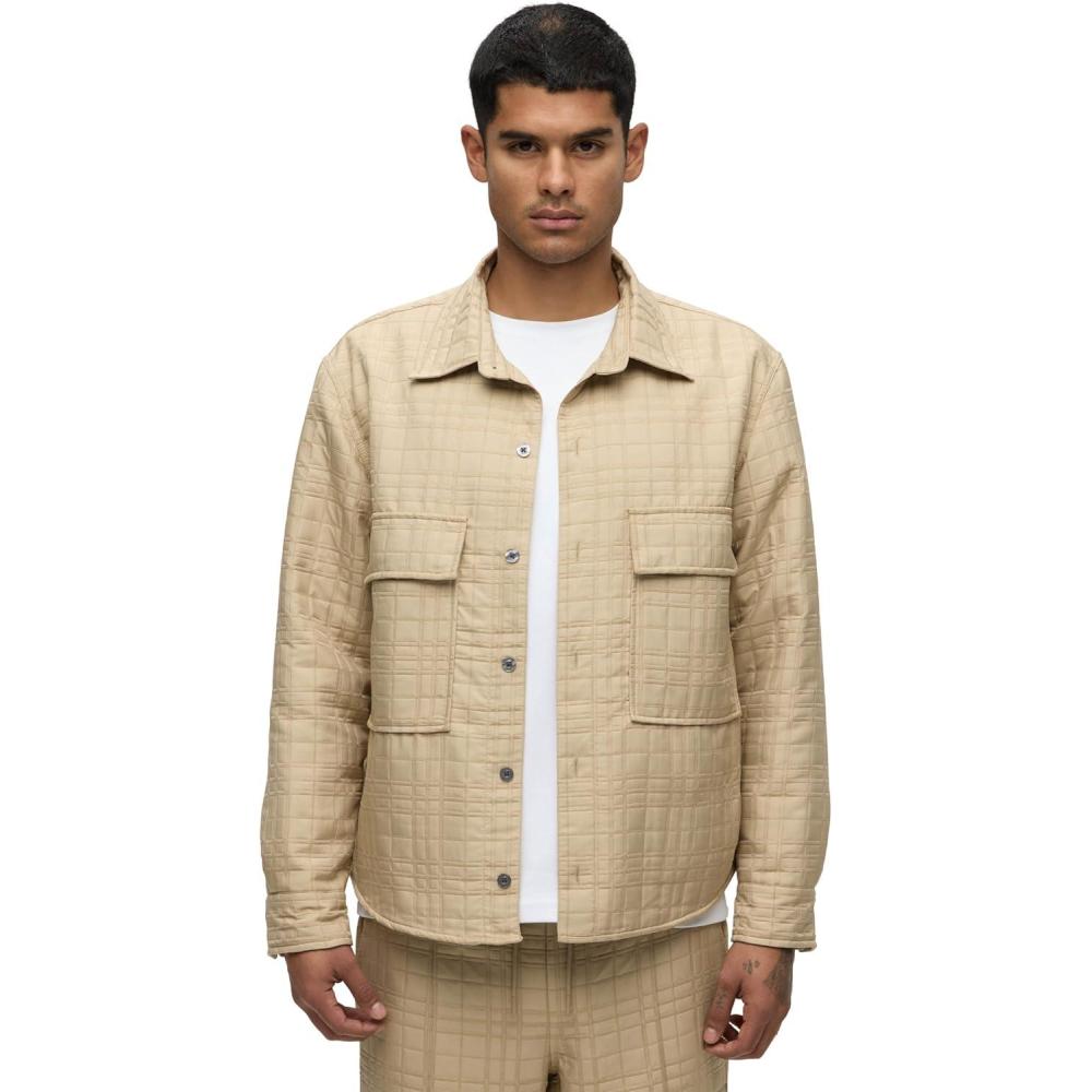 imageHUDSON Mens Quilted Button Down JacketGeo Tan