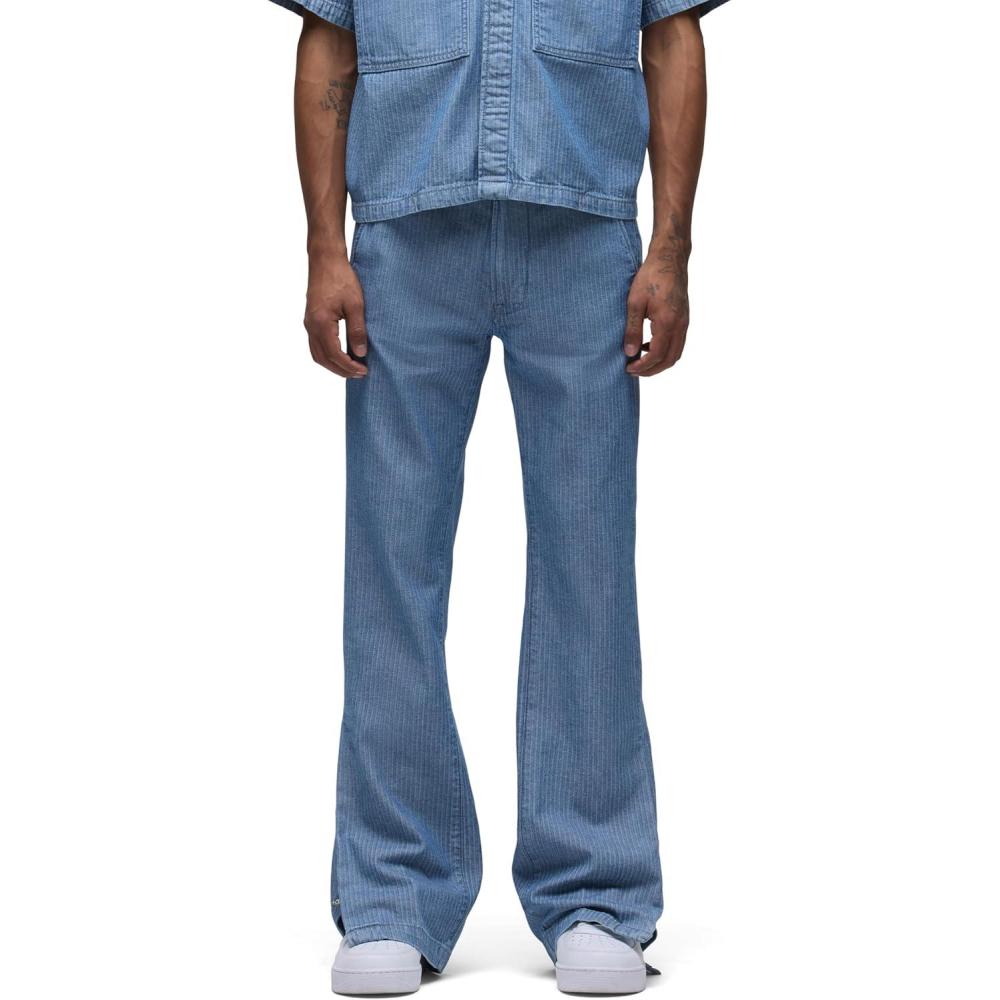 imageHUDSON Mens Walker Flare Leg Trouser PantHerringbone Denim