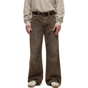 HUDSON mens Luca Loose Fit Wide Leg Denim Pant(Dark Earth)