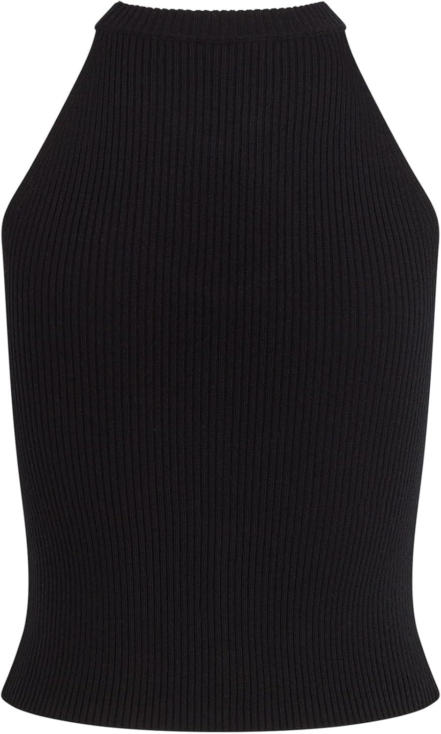 imageHUDSON Womens Mock Neck Sleeveless Keyhole Racer Tank TopBlack