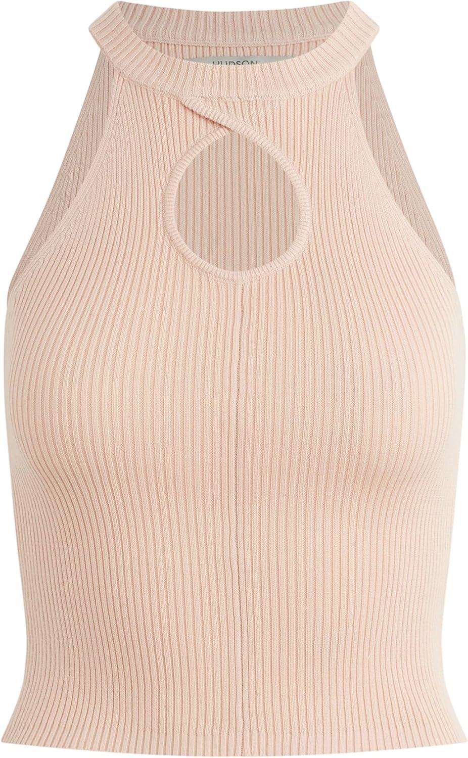 imageHUDSON Womens Mock Neck Sleeveless Keyhole Racer Tank TopCameo Rose