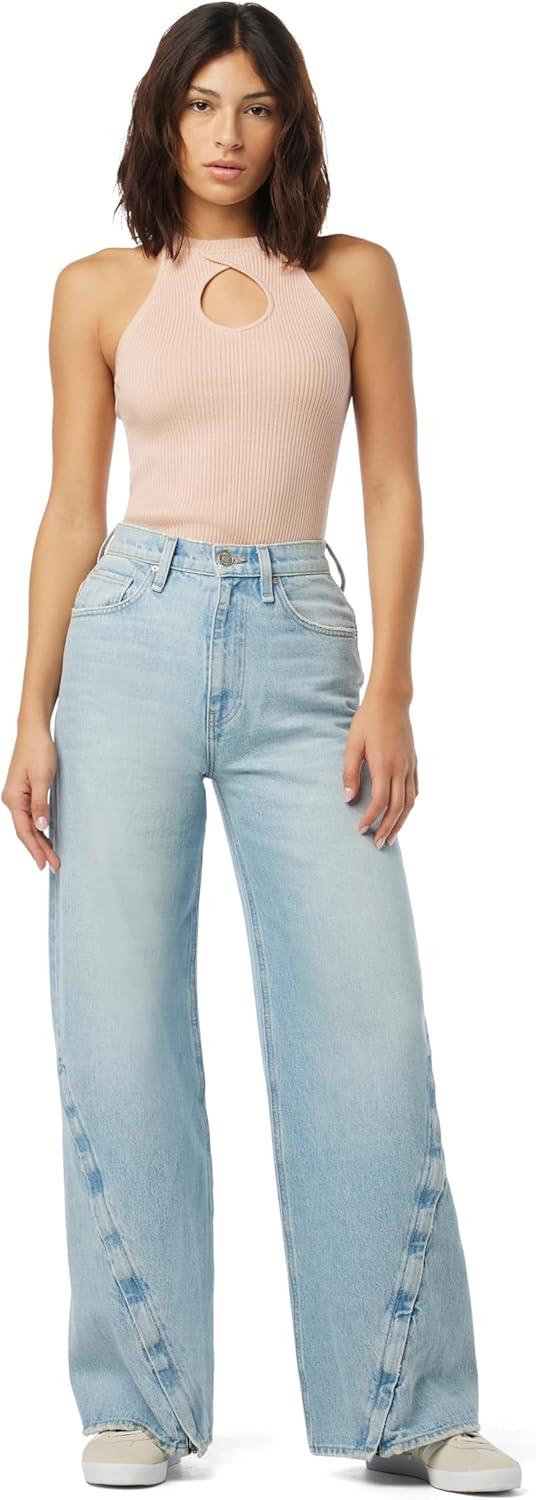 imageHUDSON Womens Mock Neck Sleeveless Keyhole Racer Tank TopCameo Rose