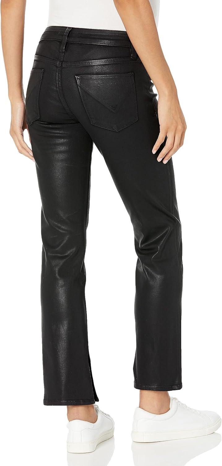 imageHUDSON Womens Nico Mid Rise Straight Ankle Maternity JeanCoated Black