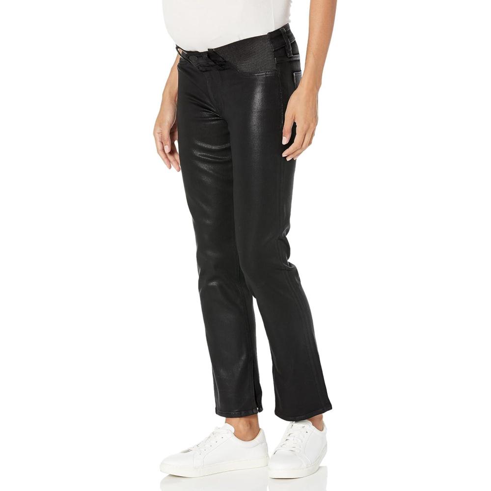 imageHUDSON Womens Nico Mid Rise Straight Ankle Maternity JeanCoated Black