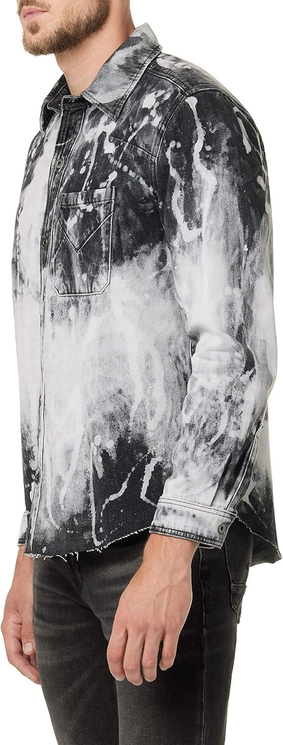 imageHUDSON Mens Ls ShirtBlack Bleach