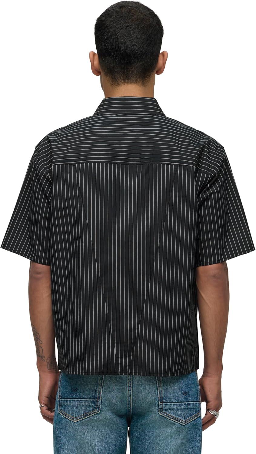 imageHUDSON Mens Rex Short Sleeve ShirtBlack Stripe