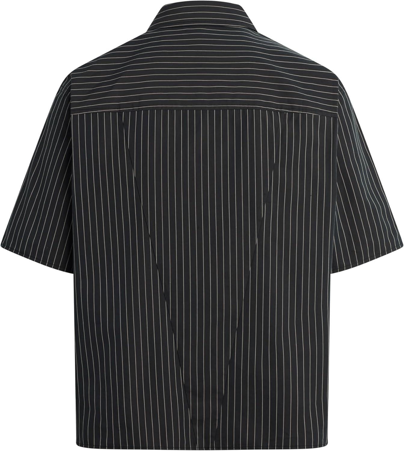 imageHUDSON Mens Rex Short Sleeve ShirtBlack Stripe