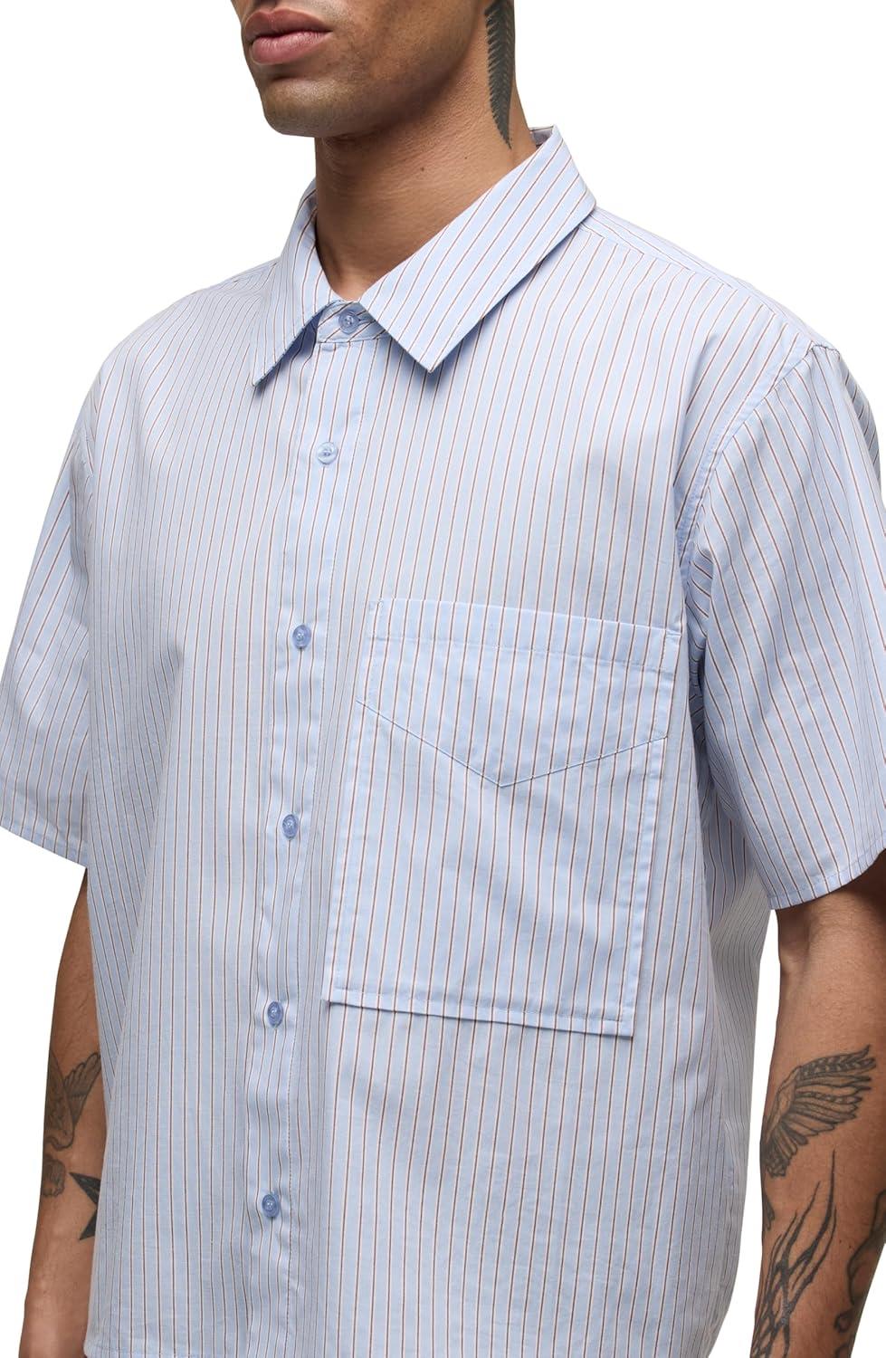 imageHUDSON Mens Rex Short Sleeve ShirtBlue Stripe