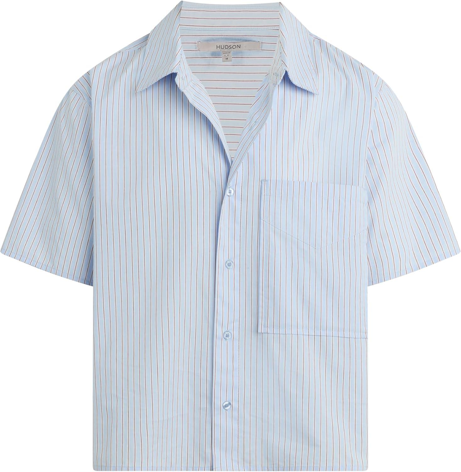 imageHUDSON Mens Rex Short Sleeve ShirtBlue Stripe