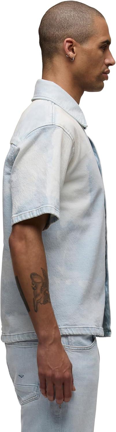 imageHUDSON Mens Short Sleeve Button Up Camp ShirtBleached Out