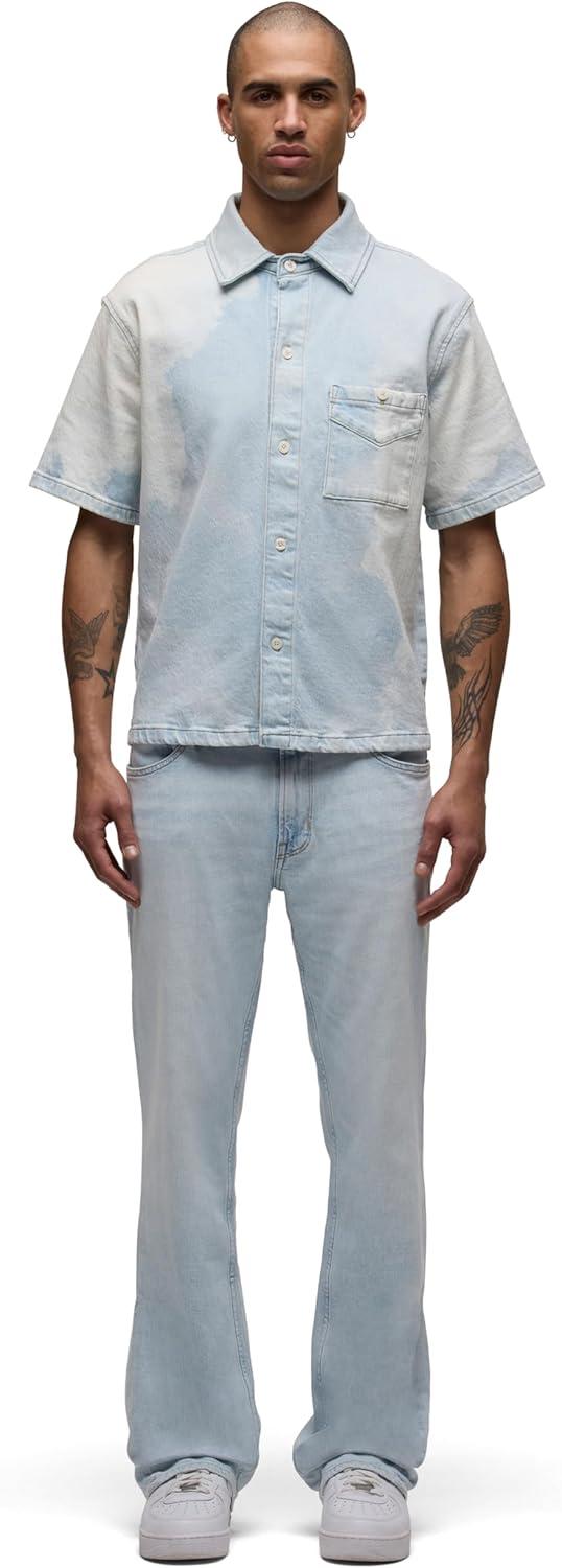 imageHUDSON Mens Short Sleeve Button Up Camp ShirtBleached Out