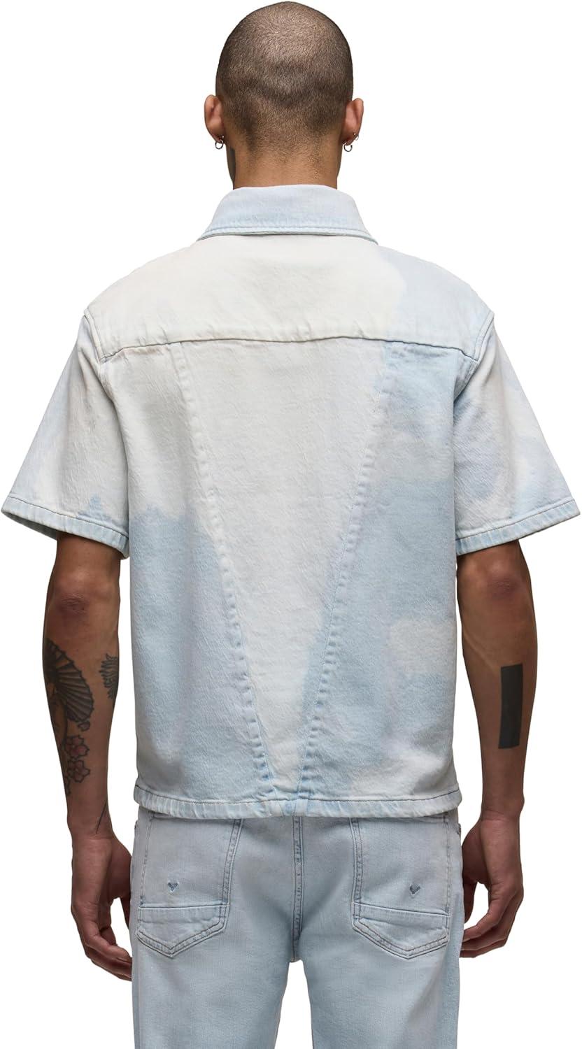 imageHUDSON Mens Short Sleeve Button Up Camp ShirtBleached Out