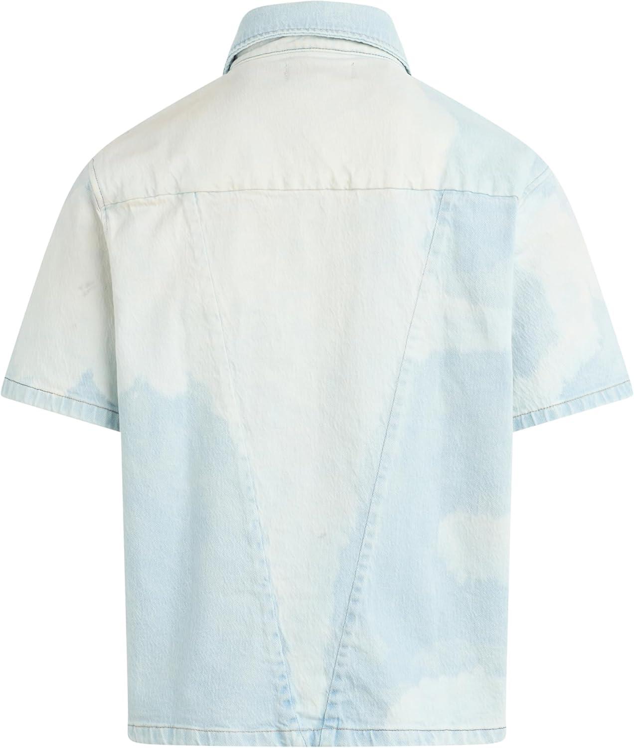 imageHUDSON Mens Short Sleeve Button Up Camp ShirtBleached Out