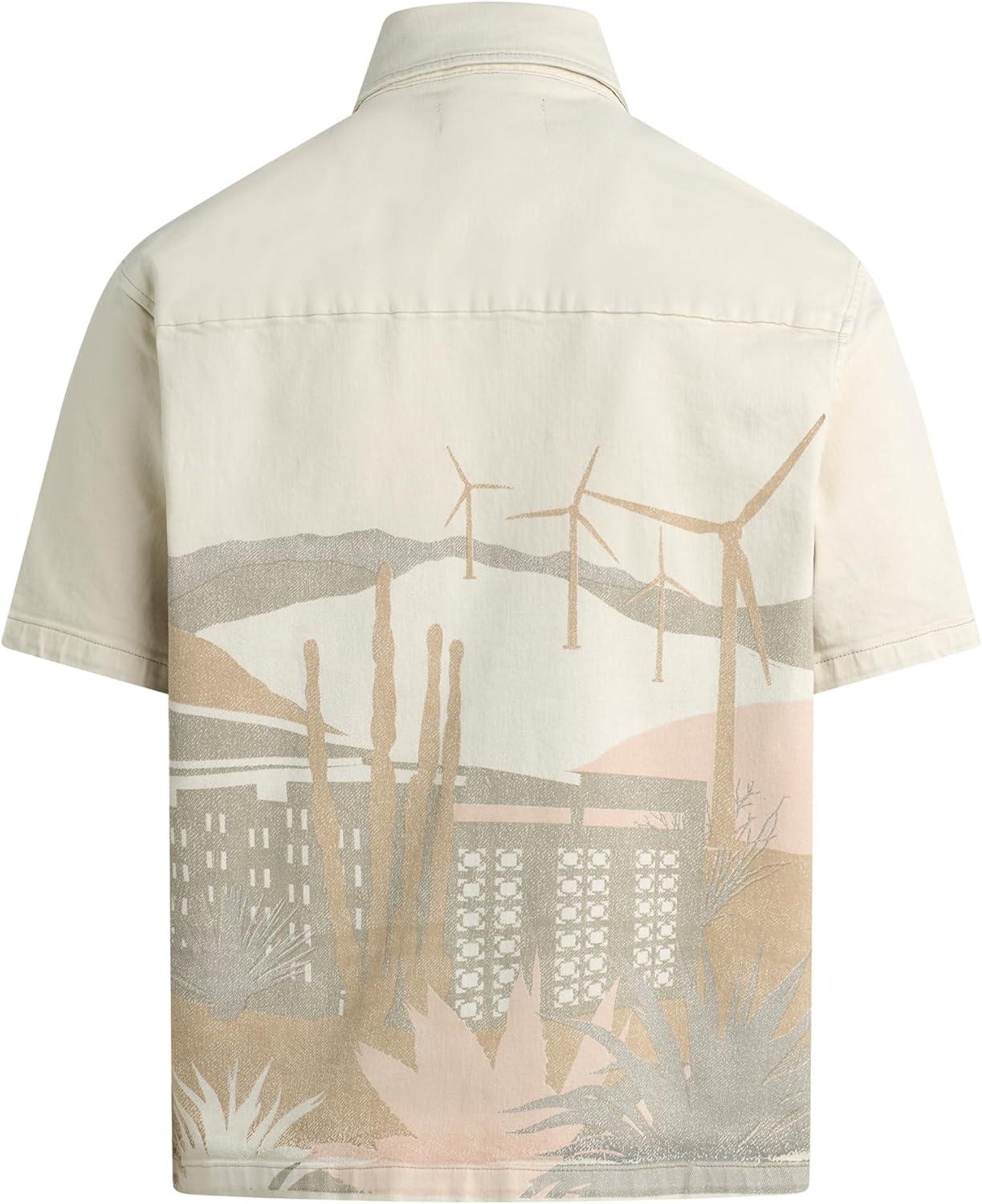 imageHUDSON Mens Short Sleeve Button Up Camp ShirtNatural Desert