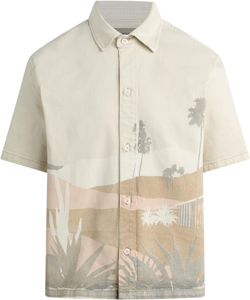 imageHUDSON Mens Short Sleeve Button Up Camp ShirtNatural Desert