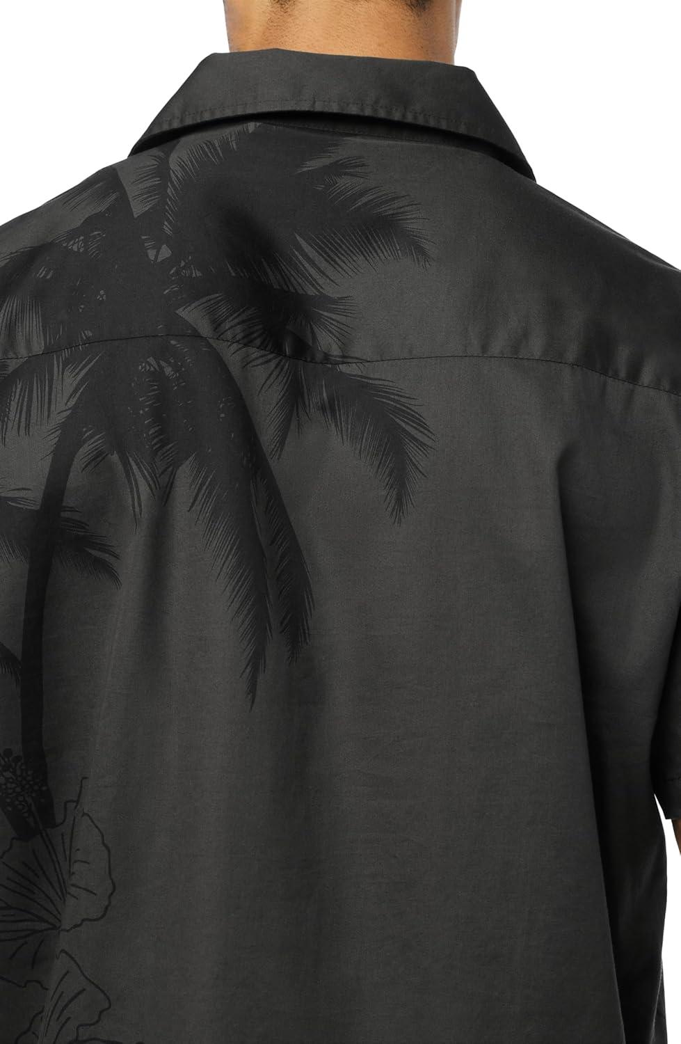 imageHUDSON Mens Short Sleeve Button Up Camp ShirtNight Palm