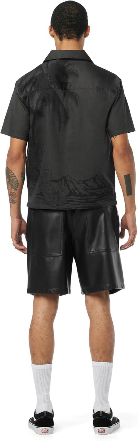 imageHUDSON Mens Short Sleeve Button Up Camp ShirtNight Palm
