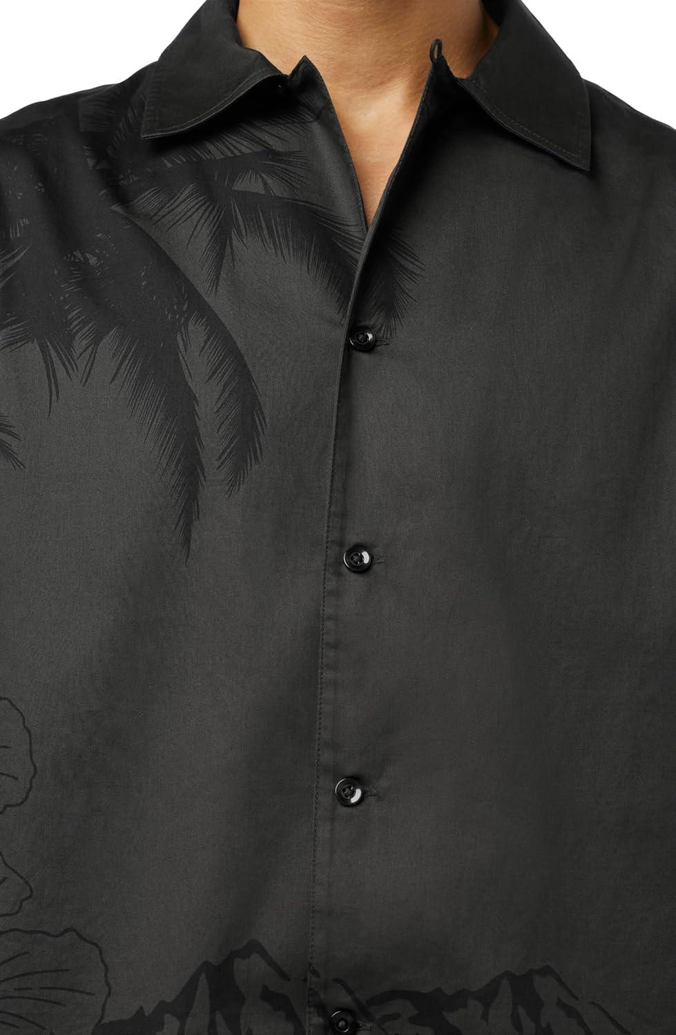 imageHUDSON Mens Short Sleeve Button Up Camp ShirtNight Palm