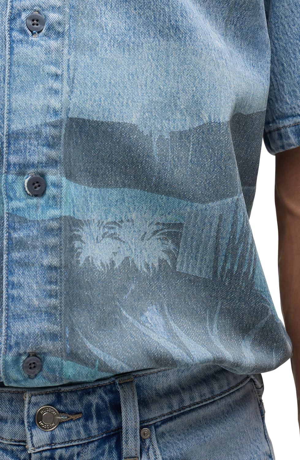 imageHUDSON Mens Short Sleeve Button Up Camp ShirtSpring Break