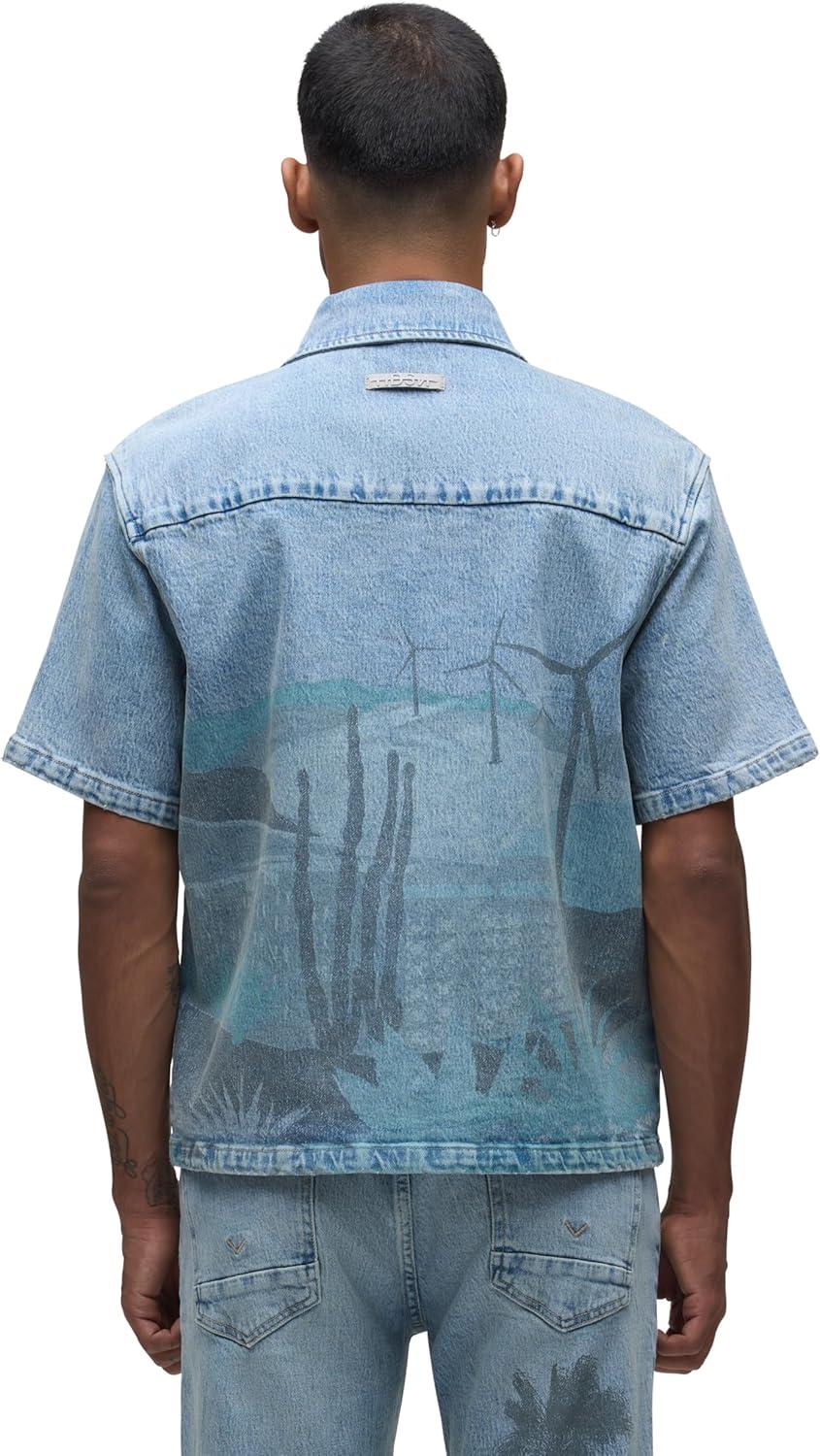 imageHUDSON Mens Short Sleeve Button Up Camp ShirtSpring Break