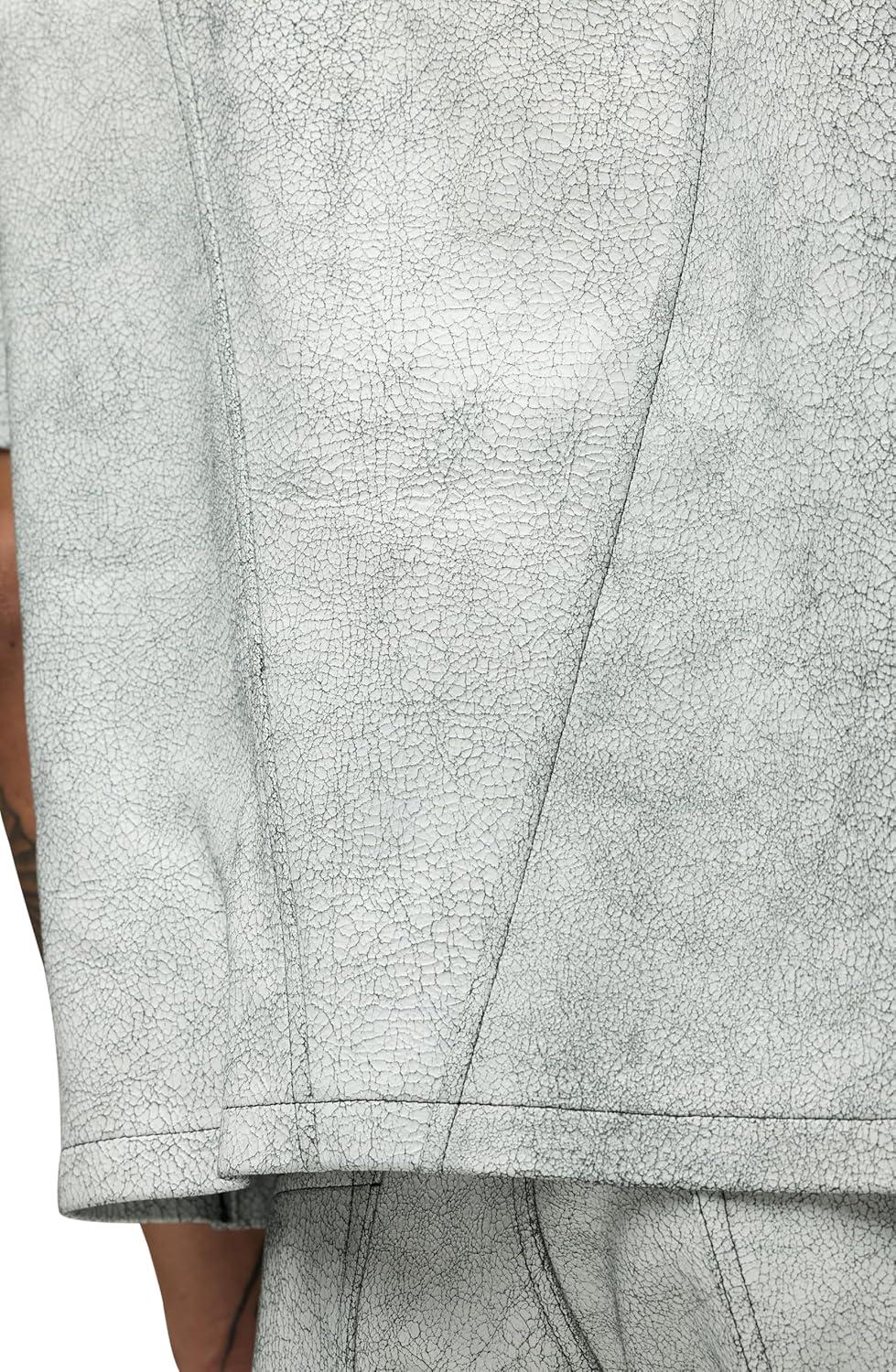 imageHUDSON Mens Short Sleeve Zip Up ShirtCracked White