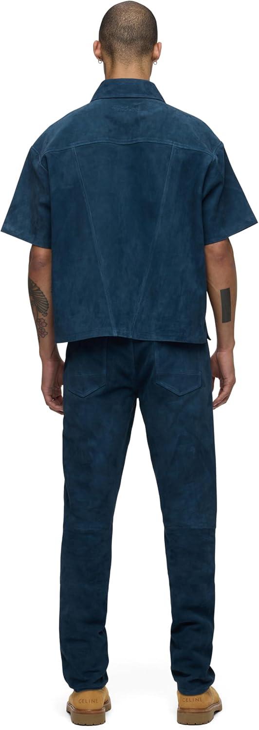 imageHUDSON Mens Short Sleeve Zip Up ShirtPetrol