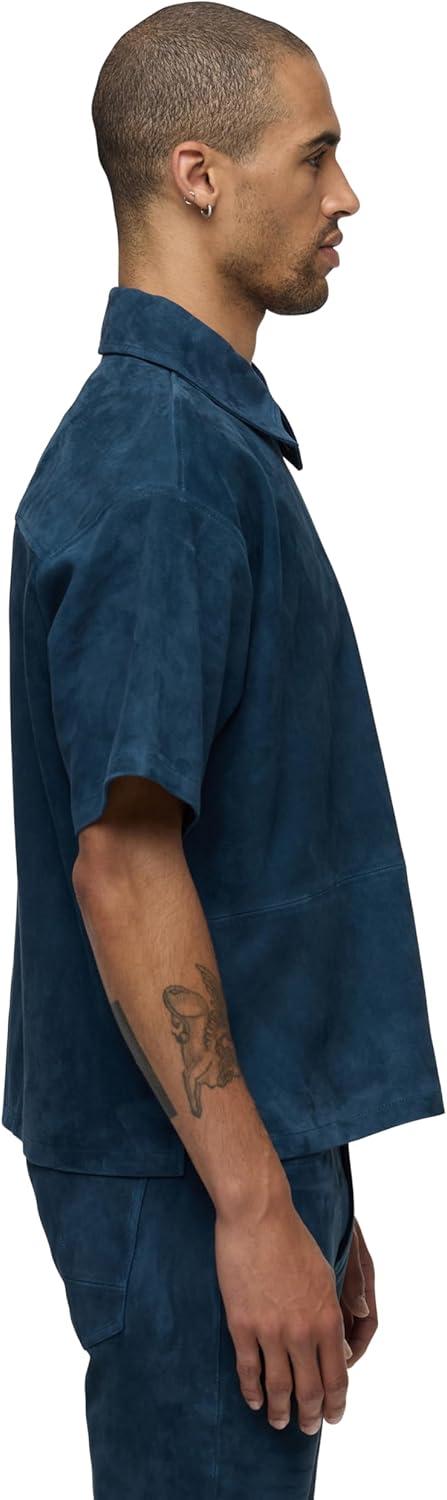 imageHUDSON Mens Short Sleeve Zip Up ShirtPetrol