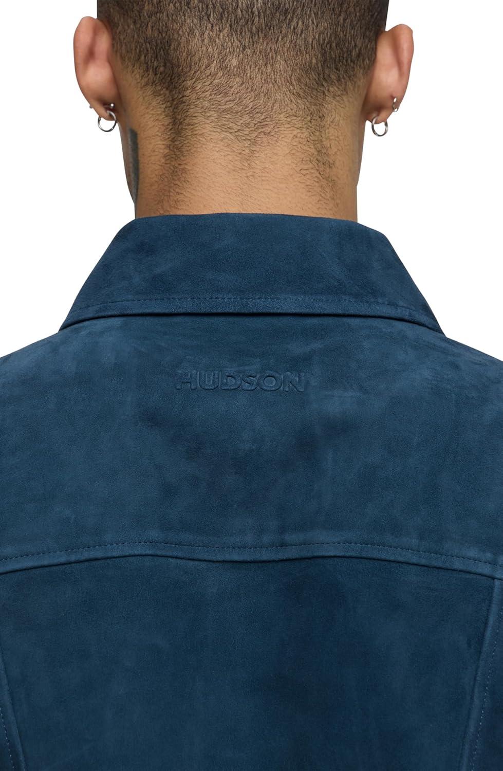 imageHUDSON Mens Short Sleeve Zip Up ShirtPetrol