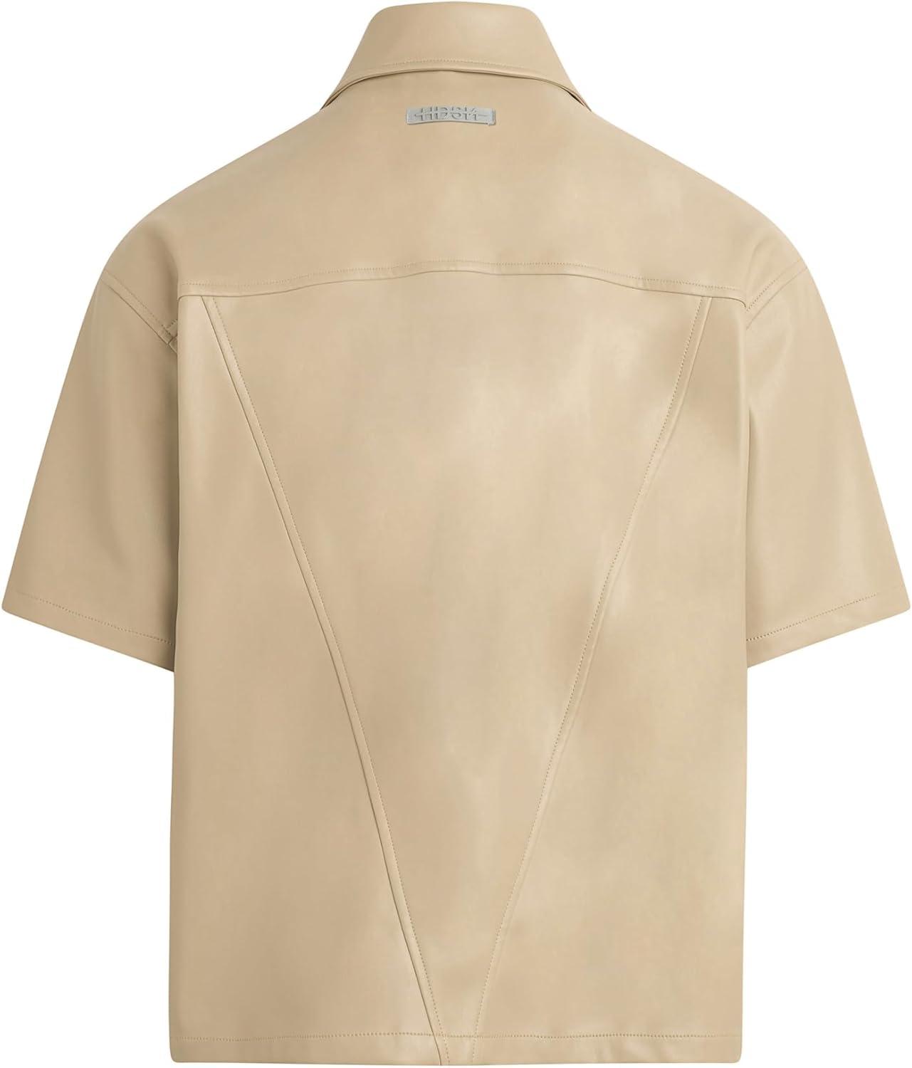 imageHUDSON Mens Short Sleeve Zip Up ShirtSandy