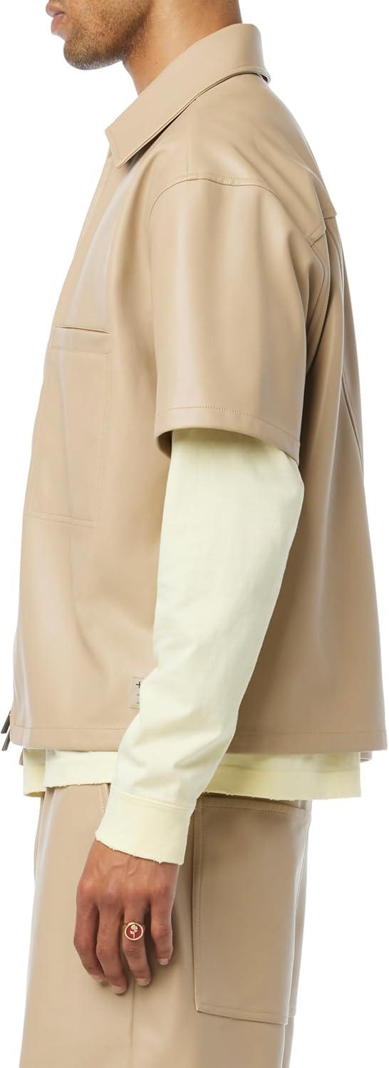 imageHUDSON Mens Short Sleeve Zip Up ShirtSandy