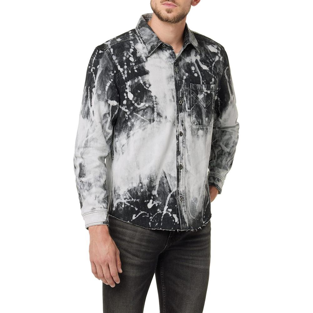 imageHUDSON Mens Ls ShirtBlack Bleach