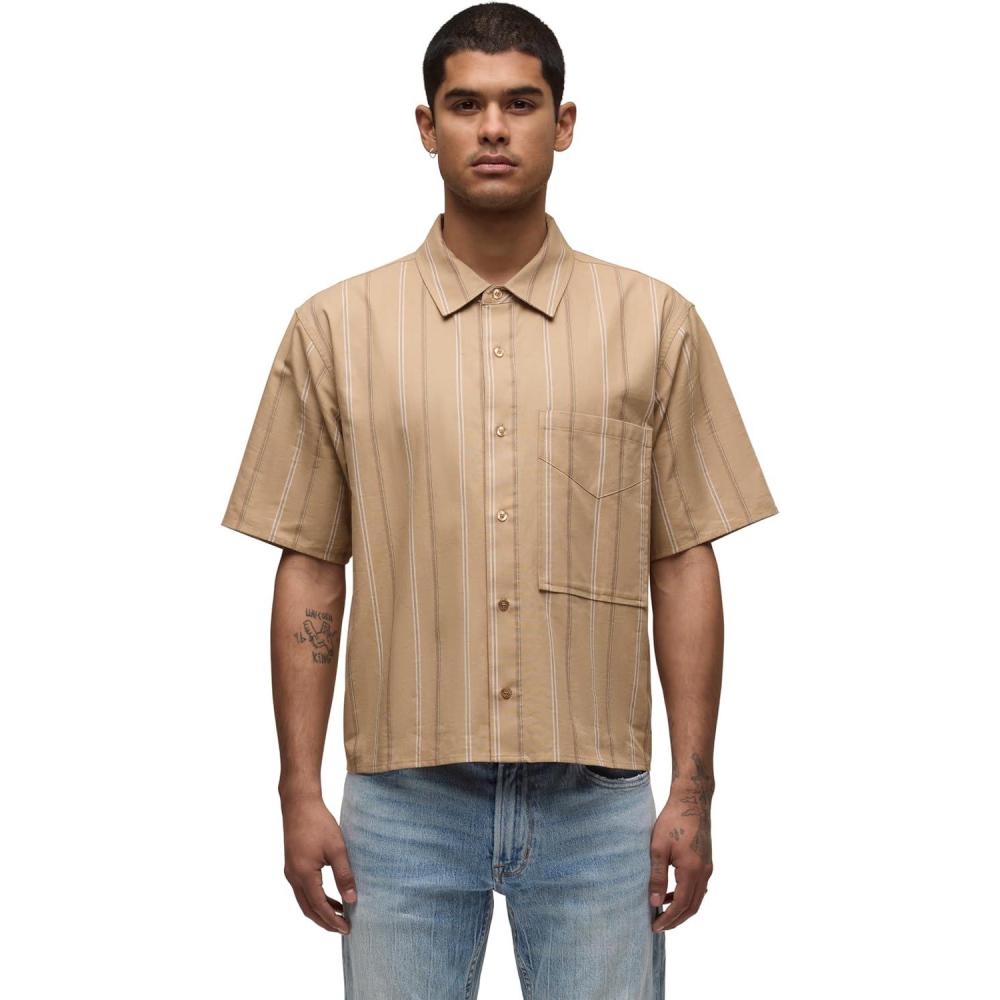 imageHUDSON Mens Rex Short Sleeve ShirtCamel Stripe